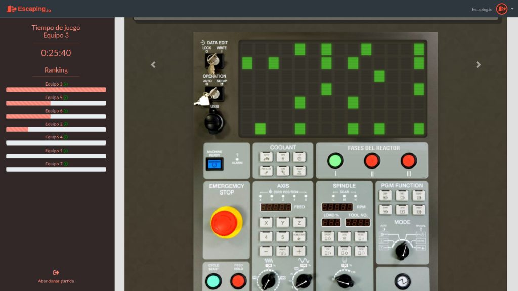 Captura de pantalla de un juego de Escape Room de la plataforma Escaping.io